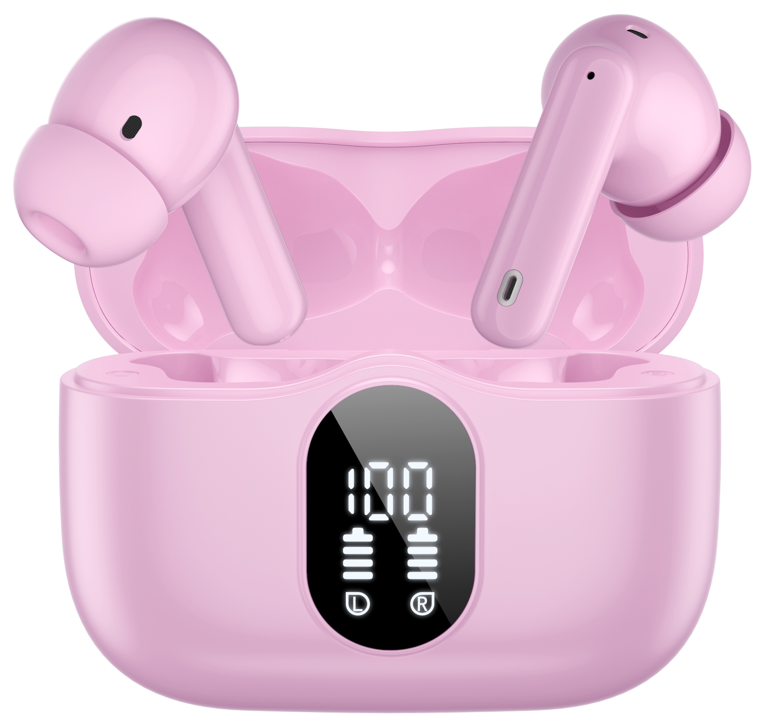 SBG Draadloze Oordopjes Noise Cancelling Bluetooth met Display Roze afbeelding 1