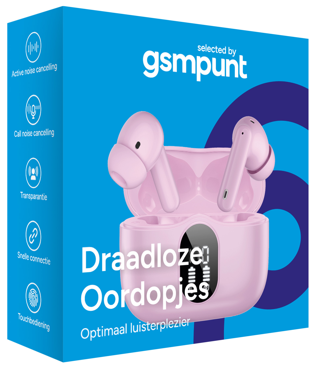 SBG Draadloze Oordopjes Noise Cancelling Bluetooth met Display Roze afbeelding 8