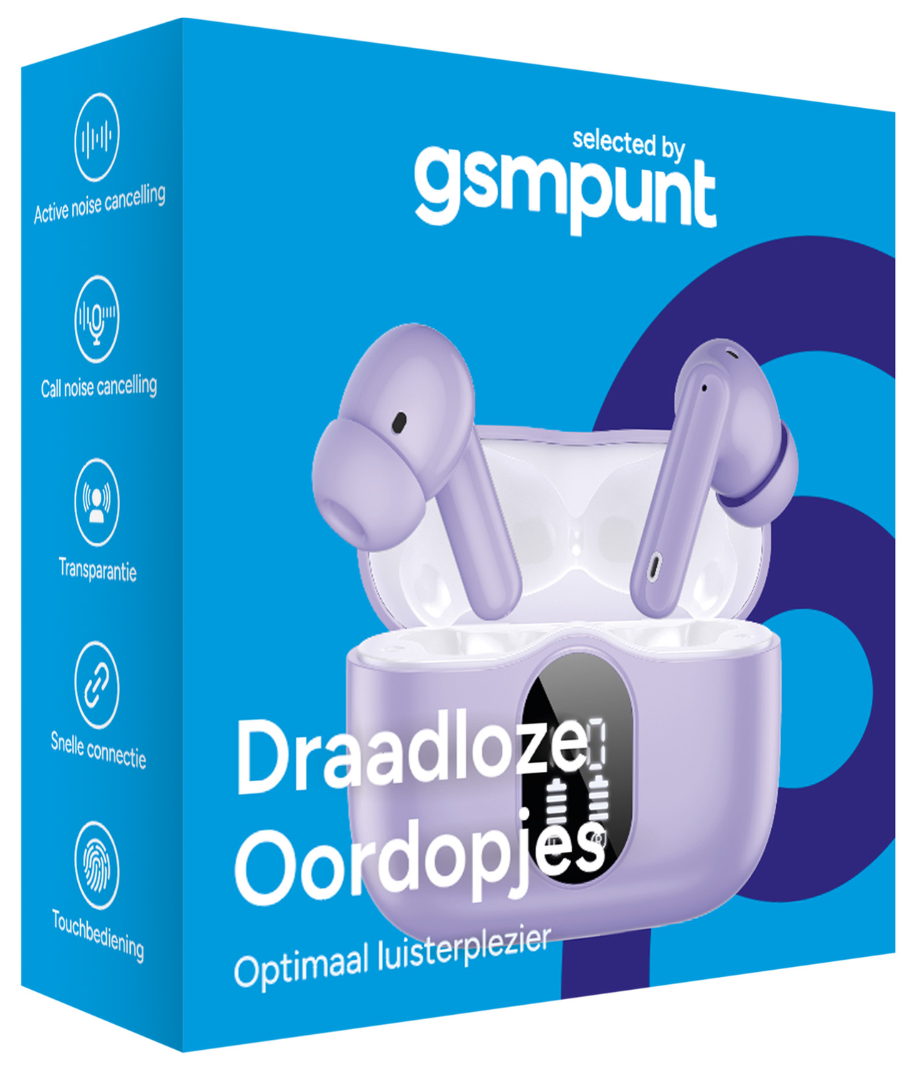 SBG Draadloze Oordopjes Noise Cancelling Bluetooth met Display Paars afbeelding 8