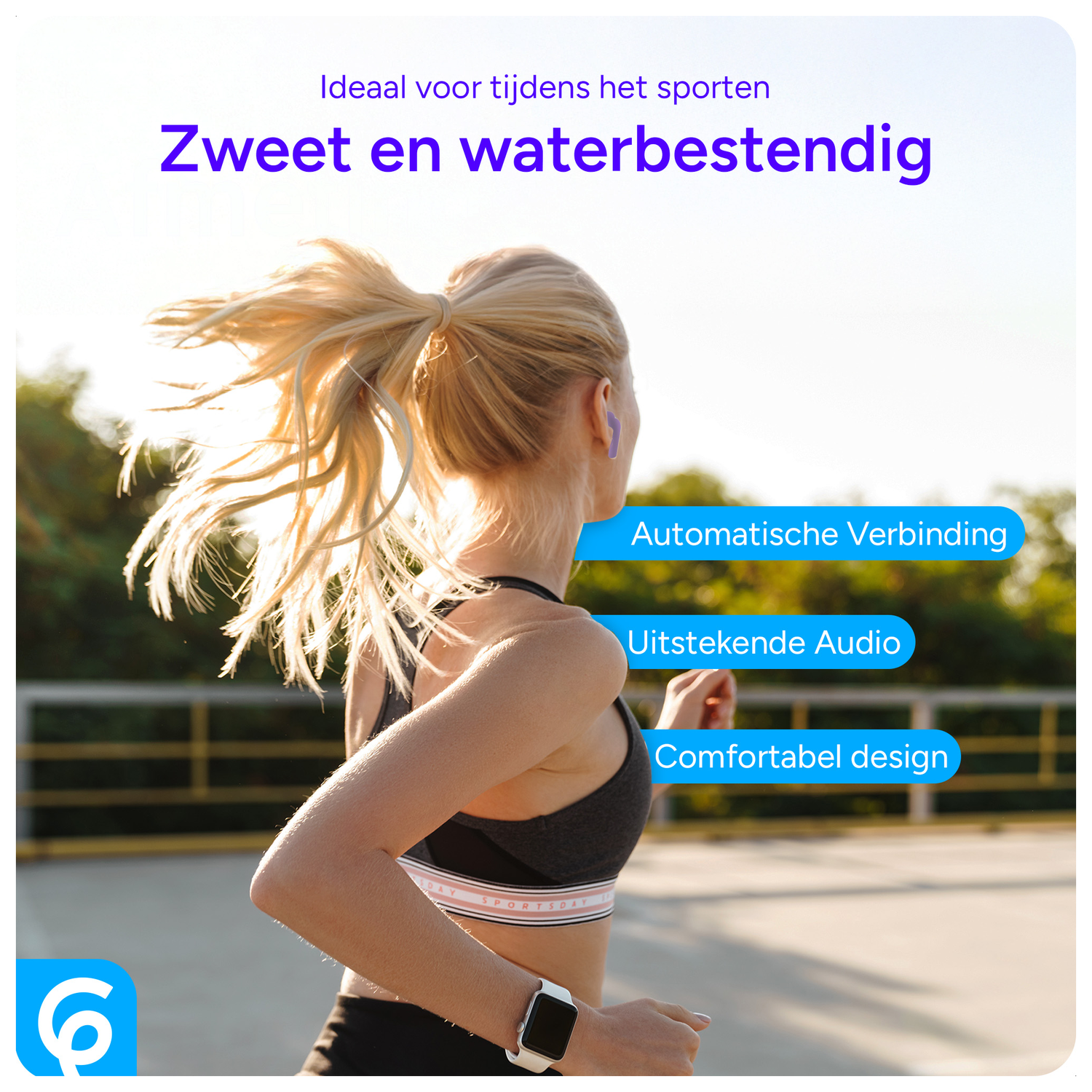 SBG Draadloze Oordopjes Noise Cancelling Bluetooth met Display Paars afbeelding 2