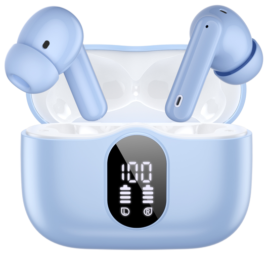 SBG Draadloze Oordopjes Noise Cancelling Bluetooth met Display Licht Blauw afbeelding 1