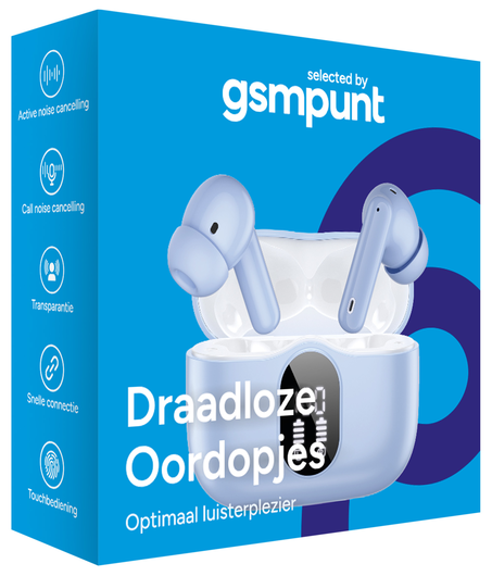 SBG Draadloze Oordopjes Noise Cancelling Bluetooth met Display Licht Blauw afbeelding 8