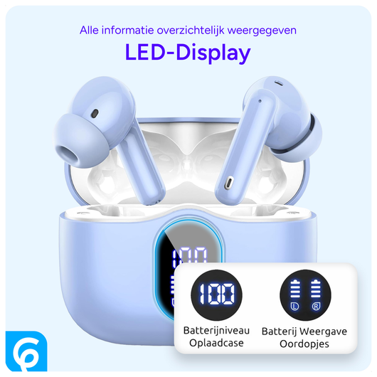 SBG Draadloze Oordopjes Noise Cancelling Bluetooth met Display Licht Blauw afbeelding 5