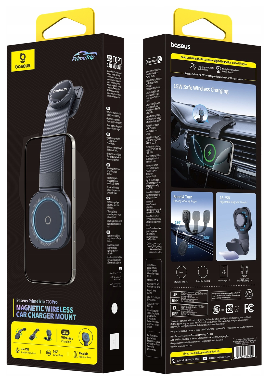 Baseus PrimeTrip MagSafe Telefoonhouder Dashboard Auto met Opladen 15W Zwart afbeelding 14