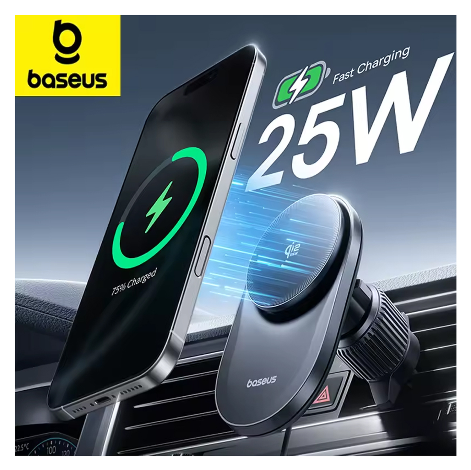 Baseus VC2 Pro Qi2.2 MagSafe Telefoonhouder Ventilatierooster Auto 25W Opladen afbeelding 2
