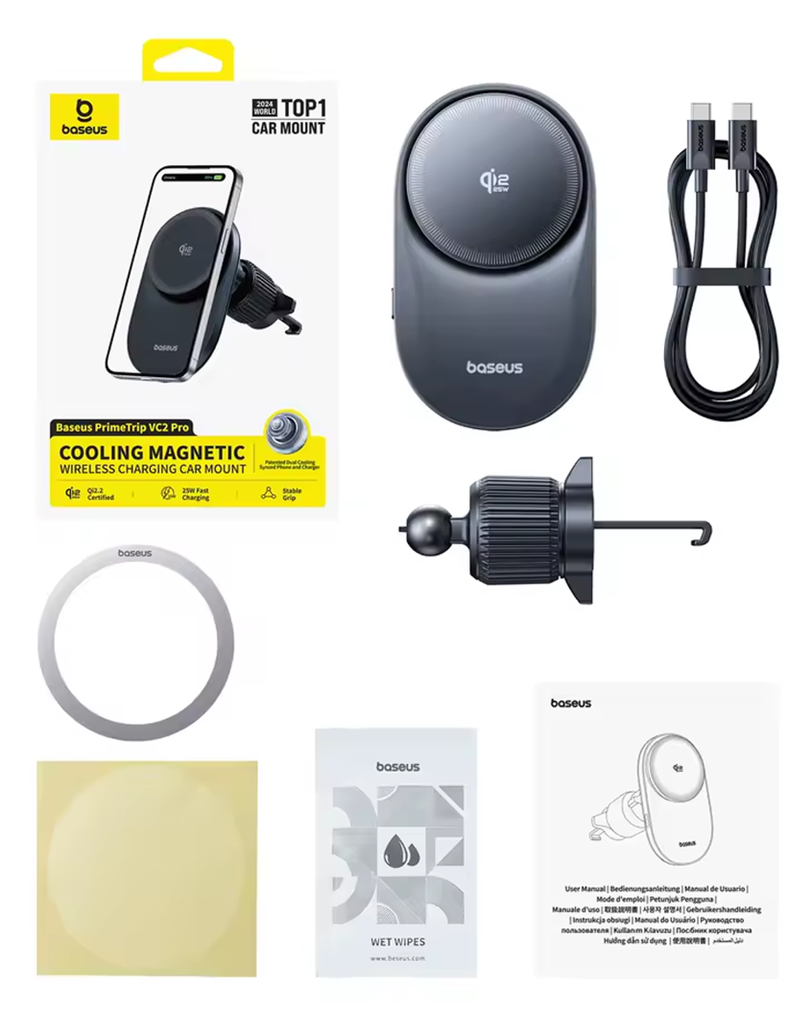 Baseus VC2 Pro Qi2.2 MagSafe Telefoonhouder Ventilatierooster Auto 25W Opladen afbeelding 7