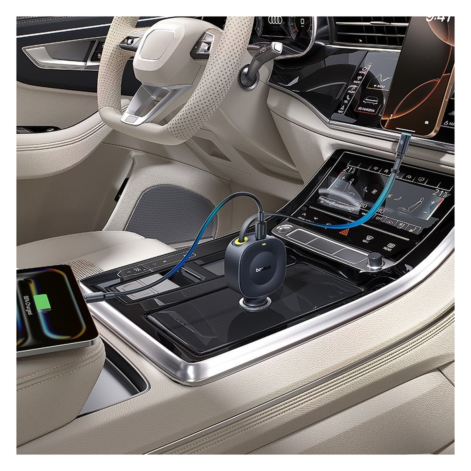 Baseus PrimeTrip VR2 Autolader 60W met Uitrekbare USB-C Kabel Zwart afbeelding 9