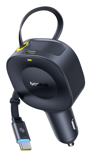 Baseus PrimeTrip VR2 Autolader 60W met Uitrekbare USB-C Kabel Zwart afbeelding 2