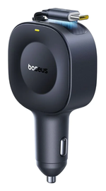 Baseus PrimeTrip VR2 Autolader 60W met Uitrekbare USB-C Kabel Zwart afbeelding