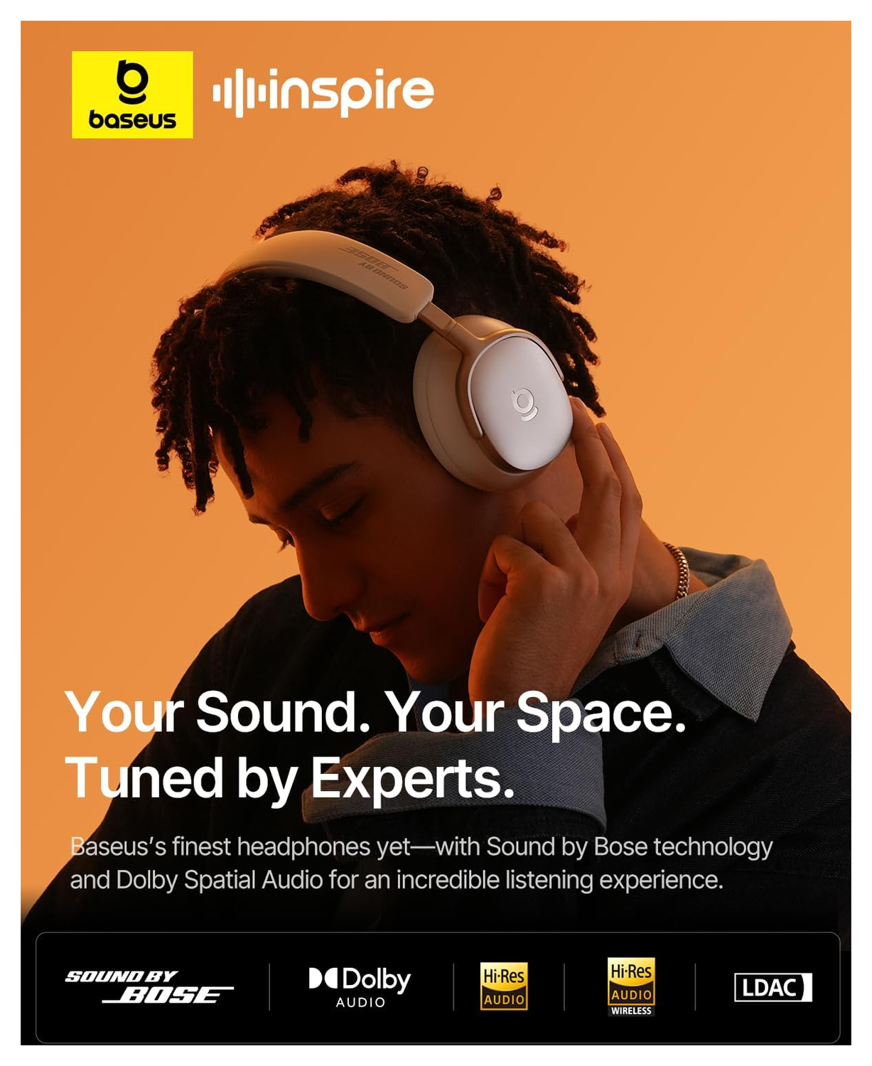 Baseus Inspire XH1 Noise Cancelling Draadloze Koptelefoon ANC Wit afbeelding 2