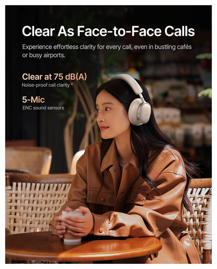 Baseus Inspire XH1 Noise Cancelling Draadloze Koptelefoon ANC Wit afbeelding 5