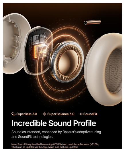 Baseus Inspire XH1 Noise Cancelling Draadloze Koptelefoon ANC Wit afbeelding 4