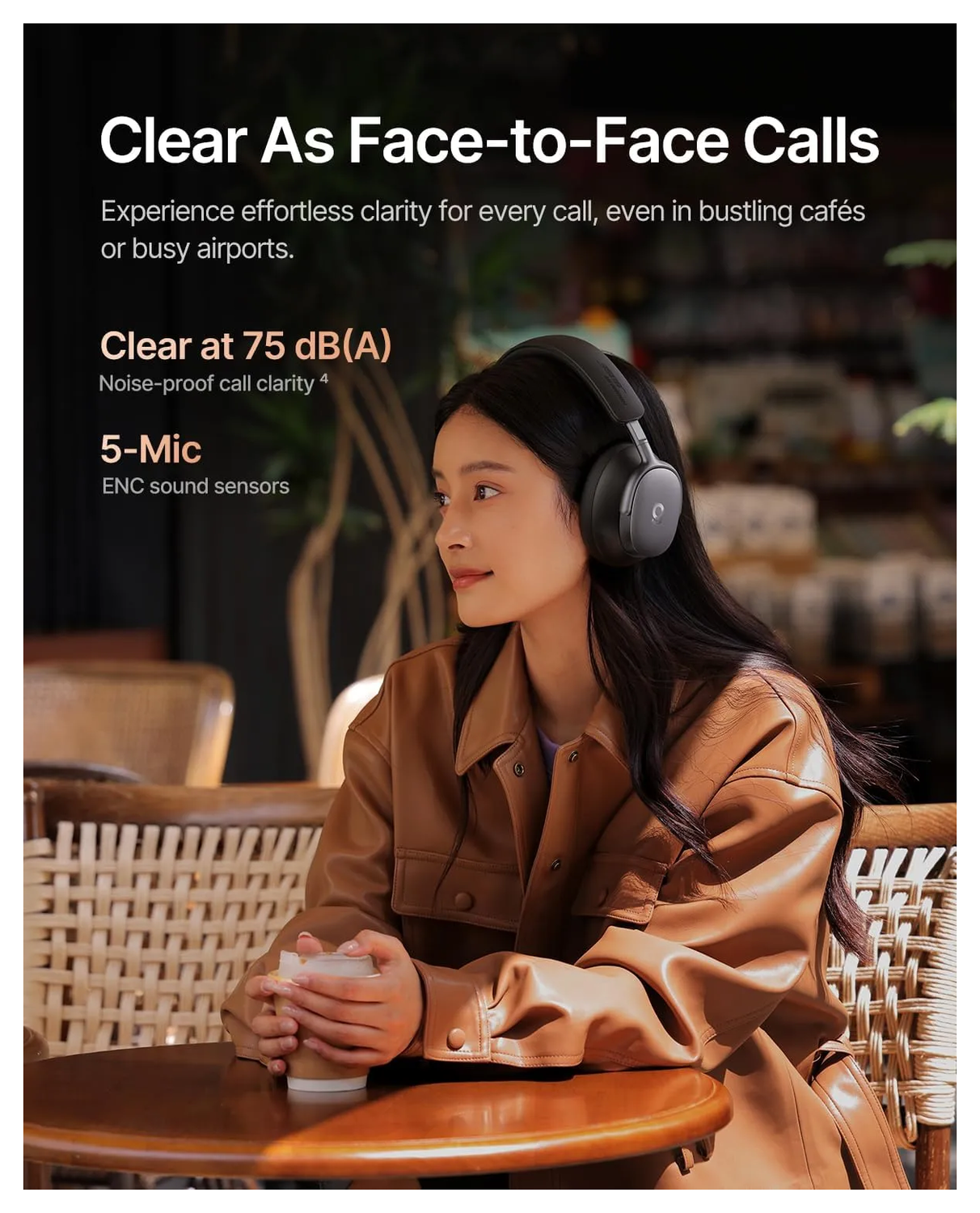 Baseus Inspire XH1 Noise Cancelling Draadloze Koptelefoon ANC Zwart afbeelding 7