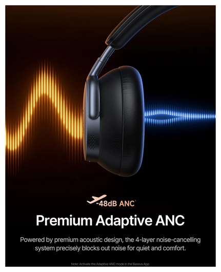 Baseus Inspire XH1 Noise Cancelling Draadloze Koptelefoon ANC Zwart afbeelding 4