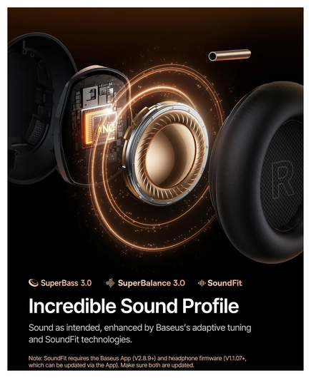 Baseus Inspire XH1 Noise Cancelling Draadloze Koptelefoon ANC Zwart afbeelding 10