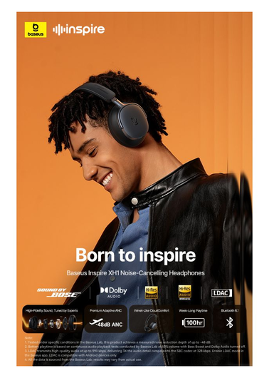 Baseus Inspire XH1 Noise Cancelling Draadloze Koptelefoon ANC Zwart afbeelding 7