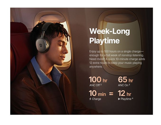 Baseus Inspire XH1 Noise Cancelling Draadloze Koptelefoon ANC Zwart afbeelding 8