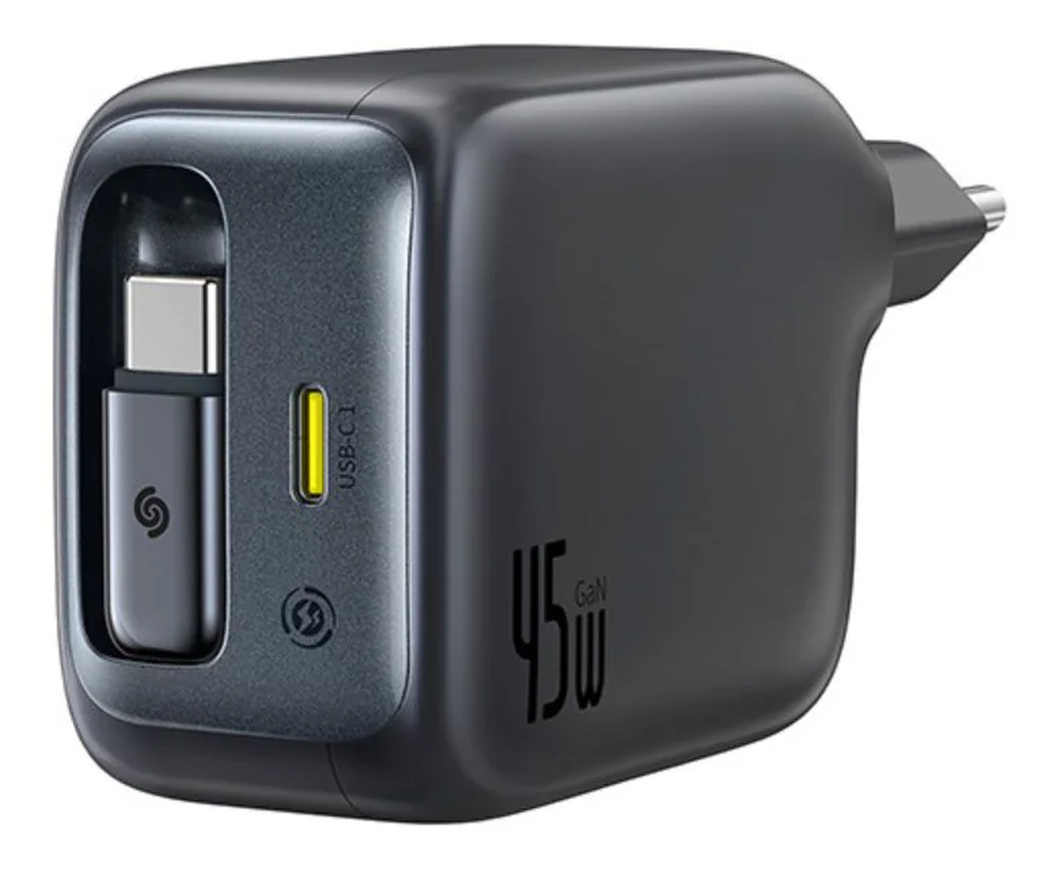 Baseus EnerCore CJ11 45W USB-C Snellader met Ingebouwde USB-C Kabel Zwart afbeelding 1