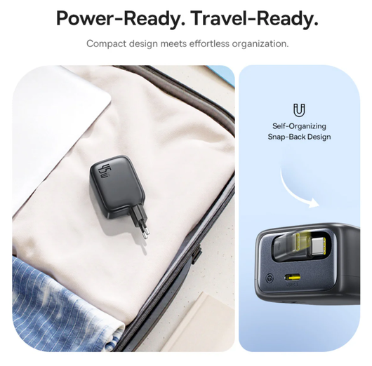 Baseus EnerCore CJ11 45W USB-C Snellader met Ingebouwde USB-C Kabel Zwart afbeelding 5