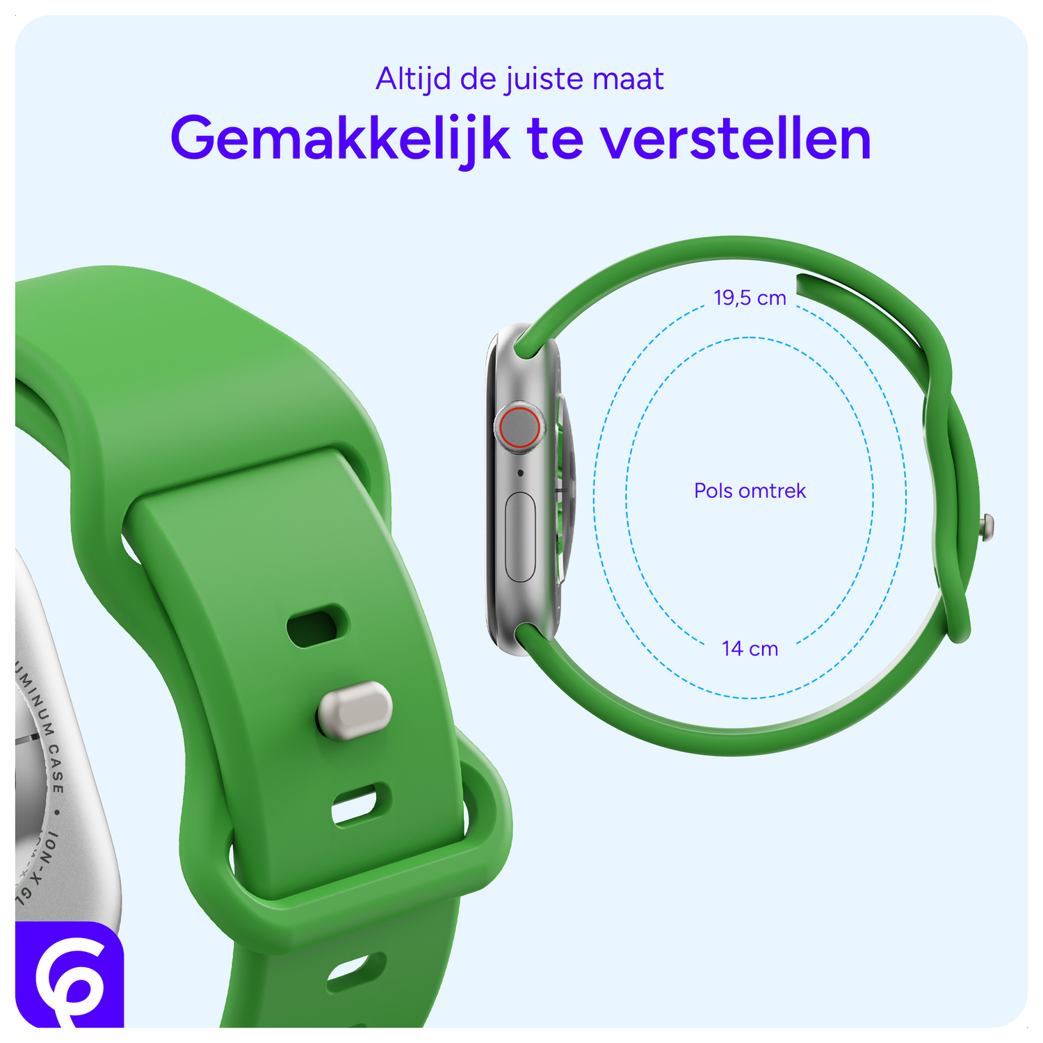 SBG Siliconen Apple Watch Band 1-11/SE/Ultra - 49/46/45/44/42MM - Lichtgroen afbeelding 5