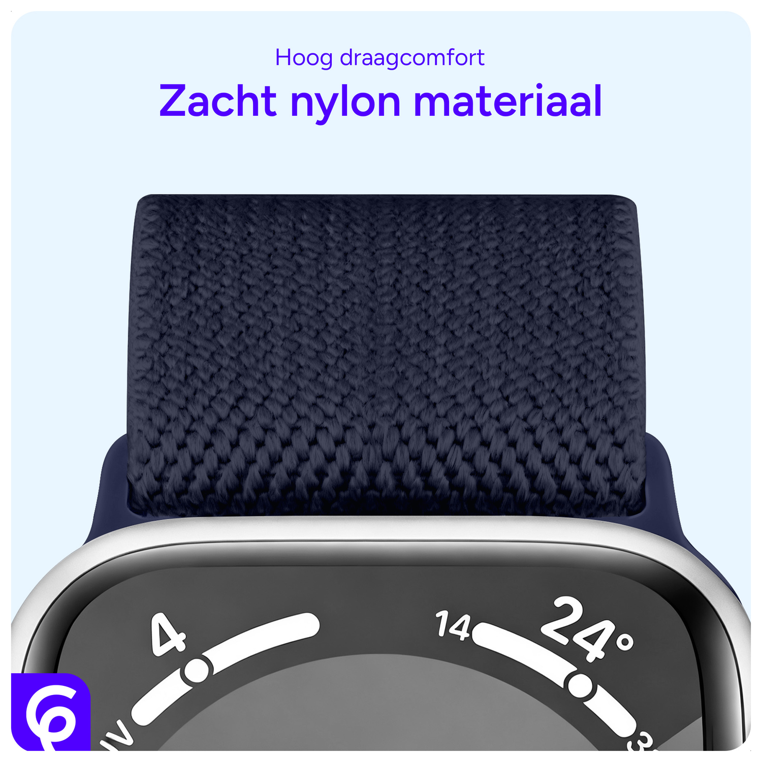 SBG Nylon - Apple Watch Bandje - 1-11/SE/Ultra - 49/46/45/44/42MM - Donkerblauw afbeelding 5