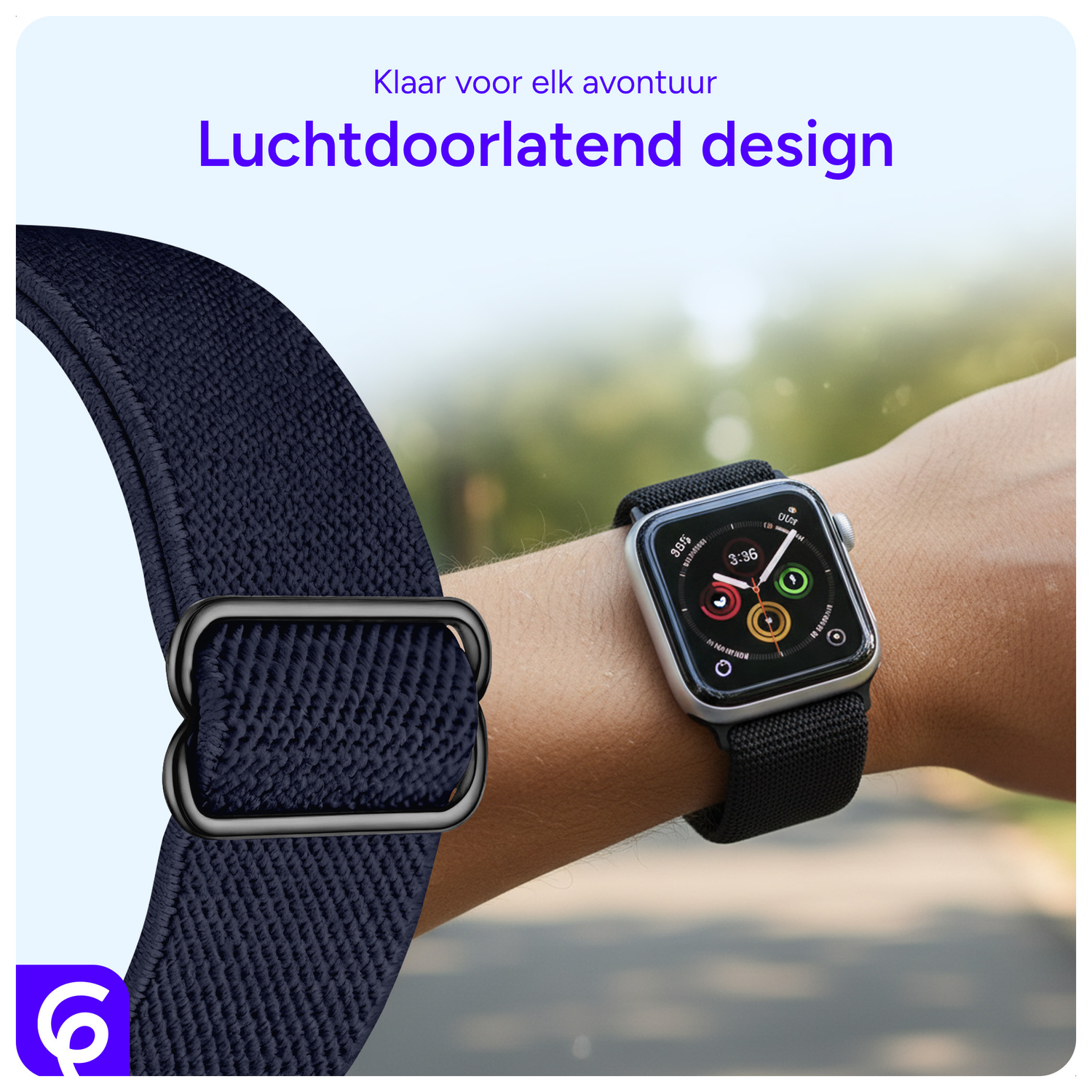 SBG Nylon - Apple Watch Bandje - 1-11/SE - 38/40/41/42MM - Donkerblauw afbeelding 4