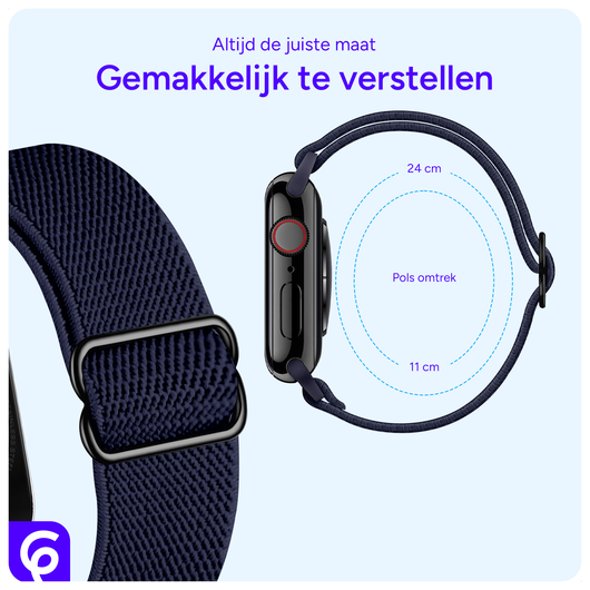 SBG Nylon - Apple Watch Bandje - 1-11/SE - 38/40/41/42MM - Donkerblauw afbeelding 3