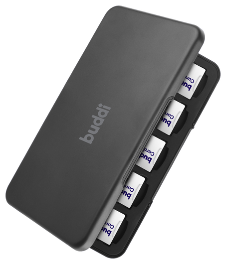 Buddi Sorted Geheugenkaart Organizer 20 SD Kaarten & 20 Micro SD Kaarten Zwart afbeelding 1