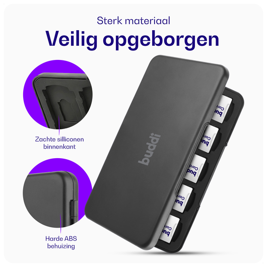 Buddi Sorted Geheugenkaart Organizer 20 SD Kaarten & 20 Micro SD Kaarten Zwart afbeelding 3