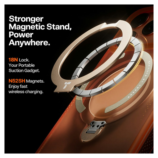 TORRAS Ostand Q3 Air Apple iPhone 17 Pro Max Hoesje 360° MagSafe Stand Oranje afbeelding 4