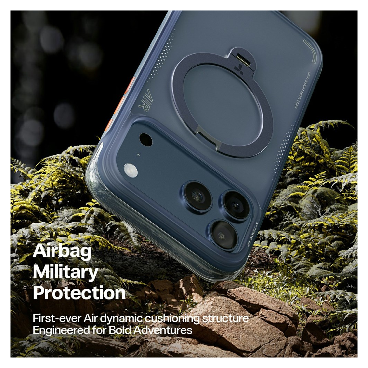 TORRAS Ostand Q3 Air Apple iPhone 17 Pro Max Hoesje 360° MagSafe Stand Blauw afbeelding 7