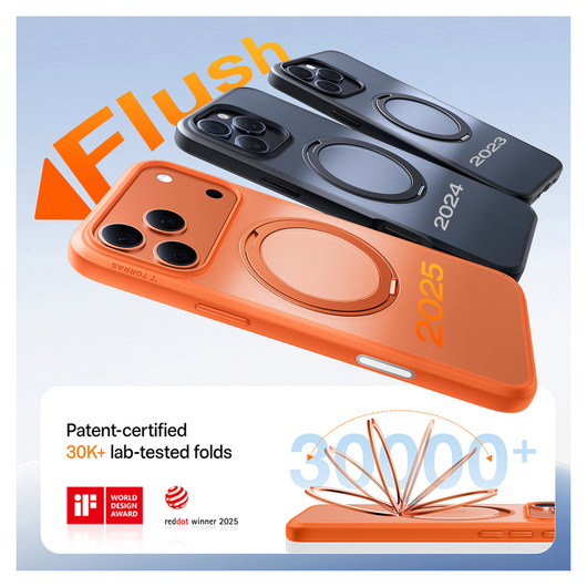 TORRAS Ostand Pro Apple iPhone 17 Pro Hoesje 360° MagSafe Stand Oranje afbeelding 6
