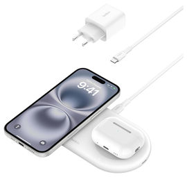 Belkin BoostCharge Pro 2-in-1 Qi2 15W Draadloze MagSafe Oplader Pad Wit