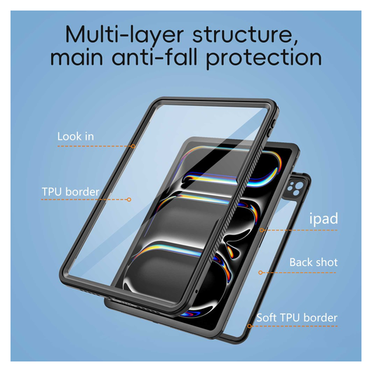 iPad Pro 11 (2024/2025) Hoes Waterdicht Full Protect IP68 Zwart afbeelding 8