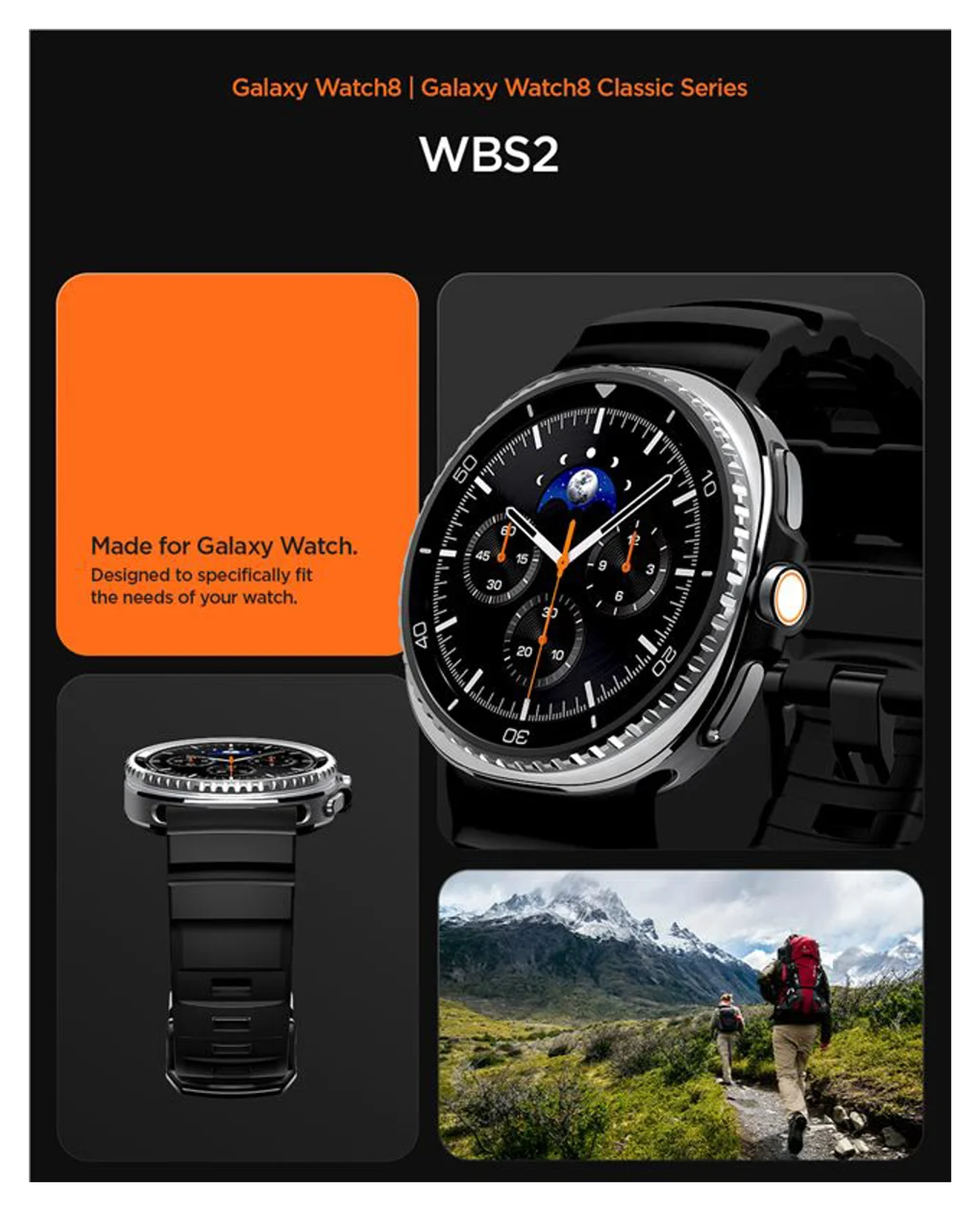 Spigen WBS2 - Samsung Galaxy Watch 8 Siliconen Bandje - Zwart afbeelding 3