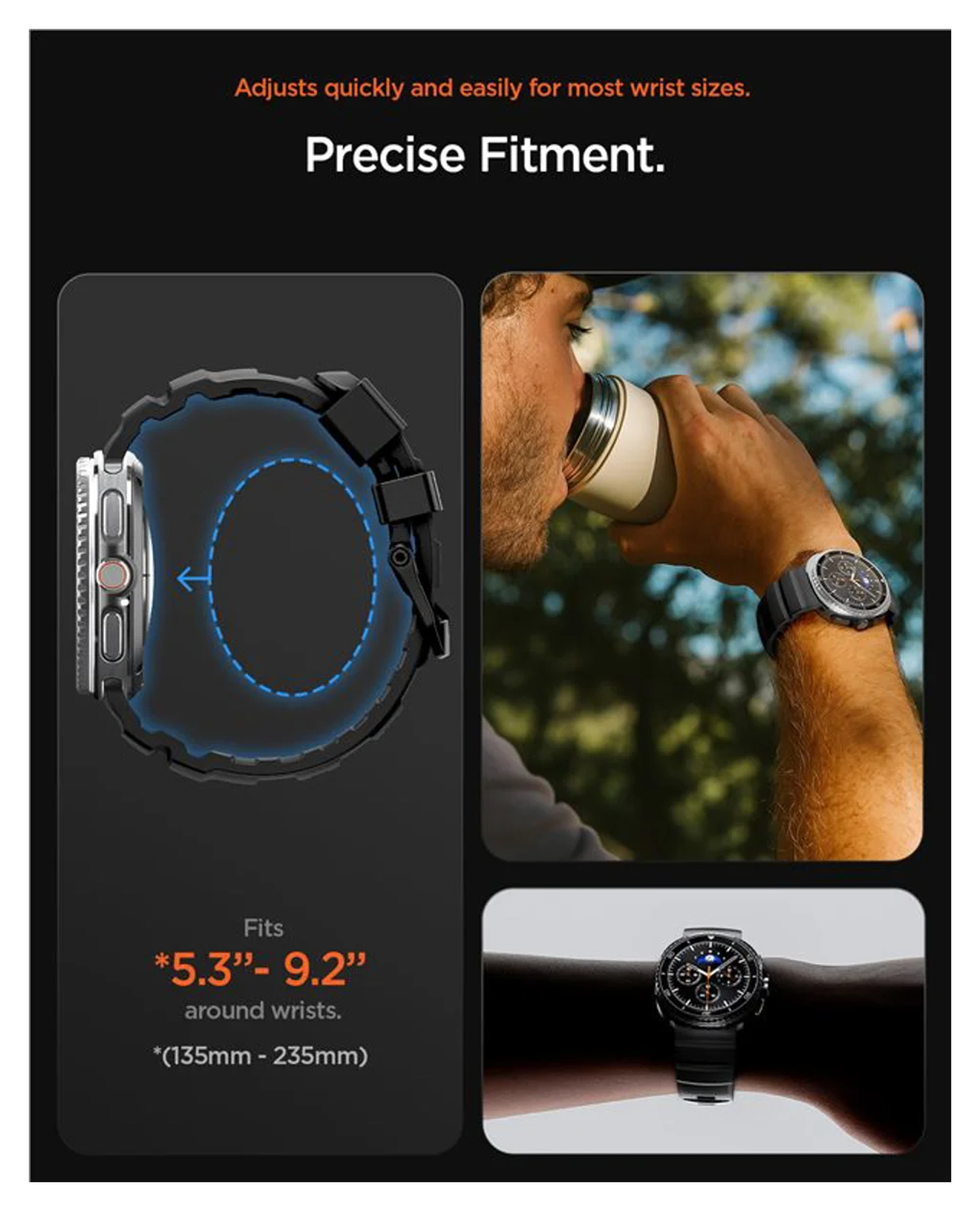 Spigen WBS2 - Samsung Galaxy Watch 8 Siliconen Bandje - Zwart afbeelding 5