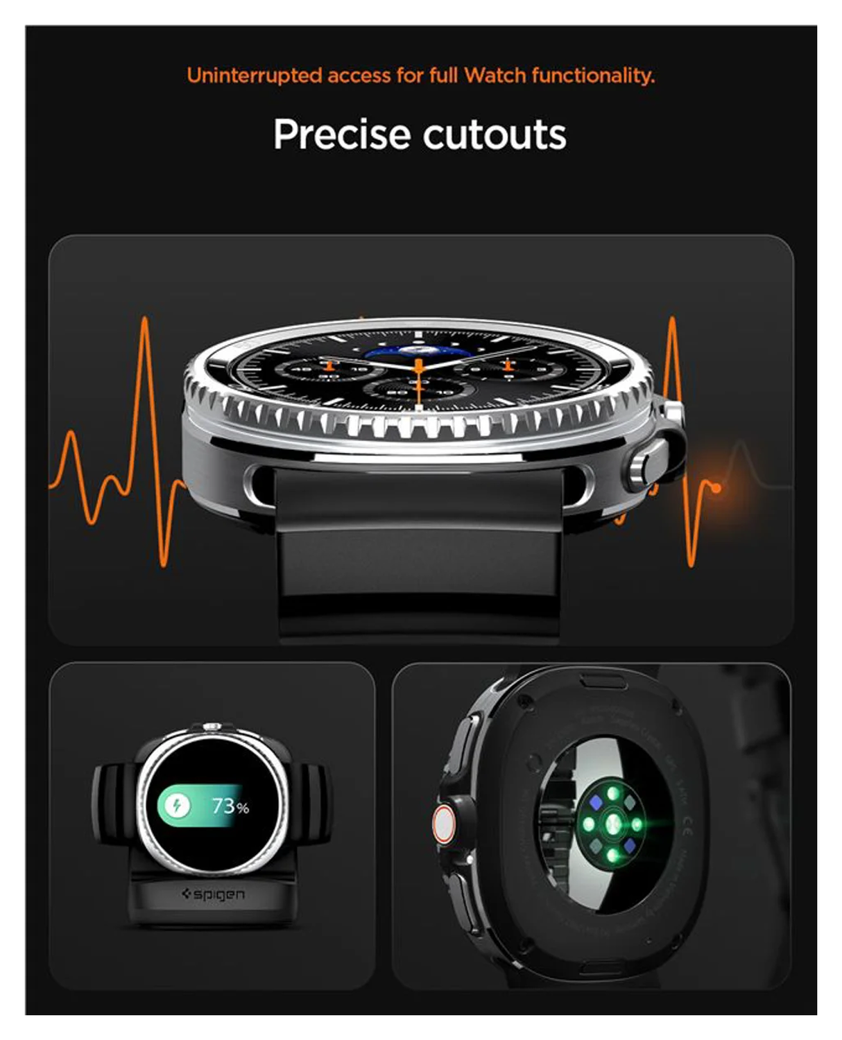 Spigen WBS2 - Samsung Galaxy Watch 8 Siliconen Bandje - Zwart afbeelding 8