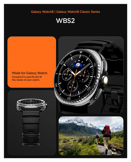 Spigen WBS2 - Samsung Galaxy Watch 8 Siliconen Bandje - Zwart afbeelding 3