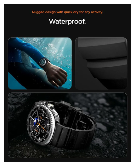 Spigen WBS2 - Samsung Galaxy Watch 8 Siliconen Bandje - Zwart afbeelding 7