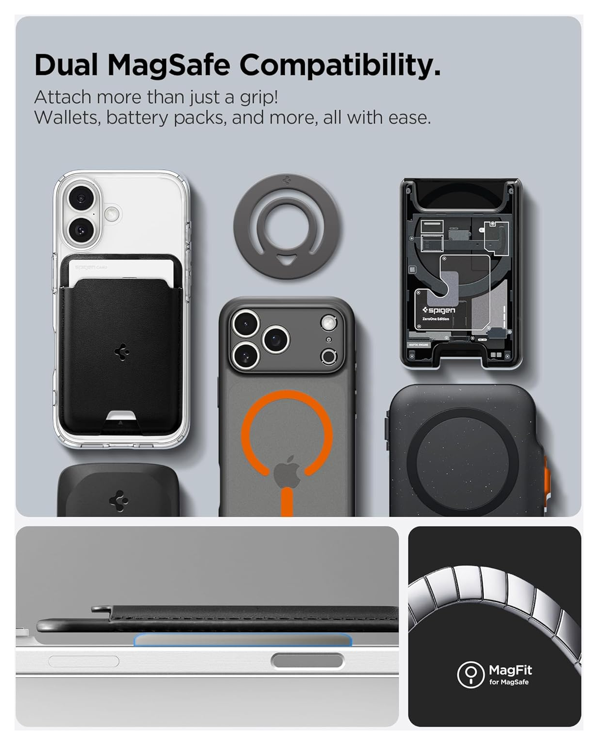 Spigen Dual Pop MagFit MagSafe Ring Houder Telefoon Standaard Siliconen Grijs afbeelding 3