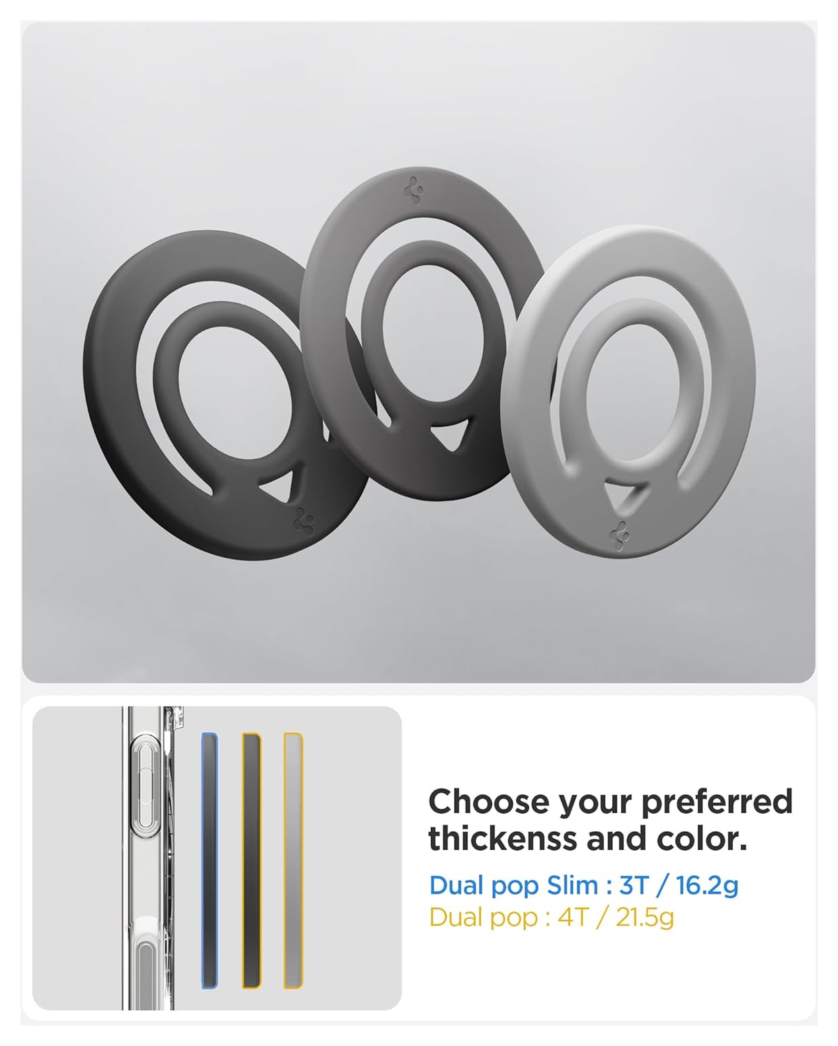 Spigen Dual Pop MagFit MagSafe Ring Houder Telefoon Standaard Siliconen Grijs afbeelding 4