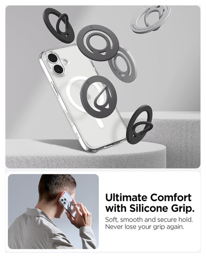 Spigen Dual Pop MagFit MagSafe Ring Houder Telefoon Standaard Siliconen Grijs afbeelding 2