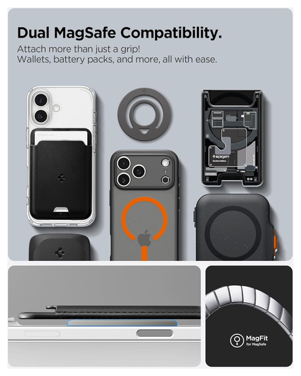 Spigen Dual Pop MagFit MagSafe Ring Houder Telefoon Standaard Siliconen Grijs afbeelding 3