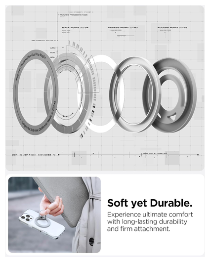 Spigen Dual Pop MagFit MagSafe Ring Houder Telefoon Standaard Siliconen Grijs afbeelding 7