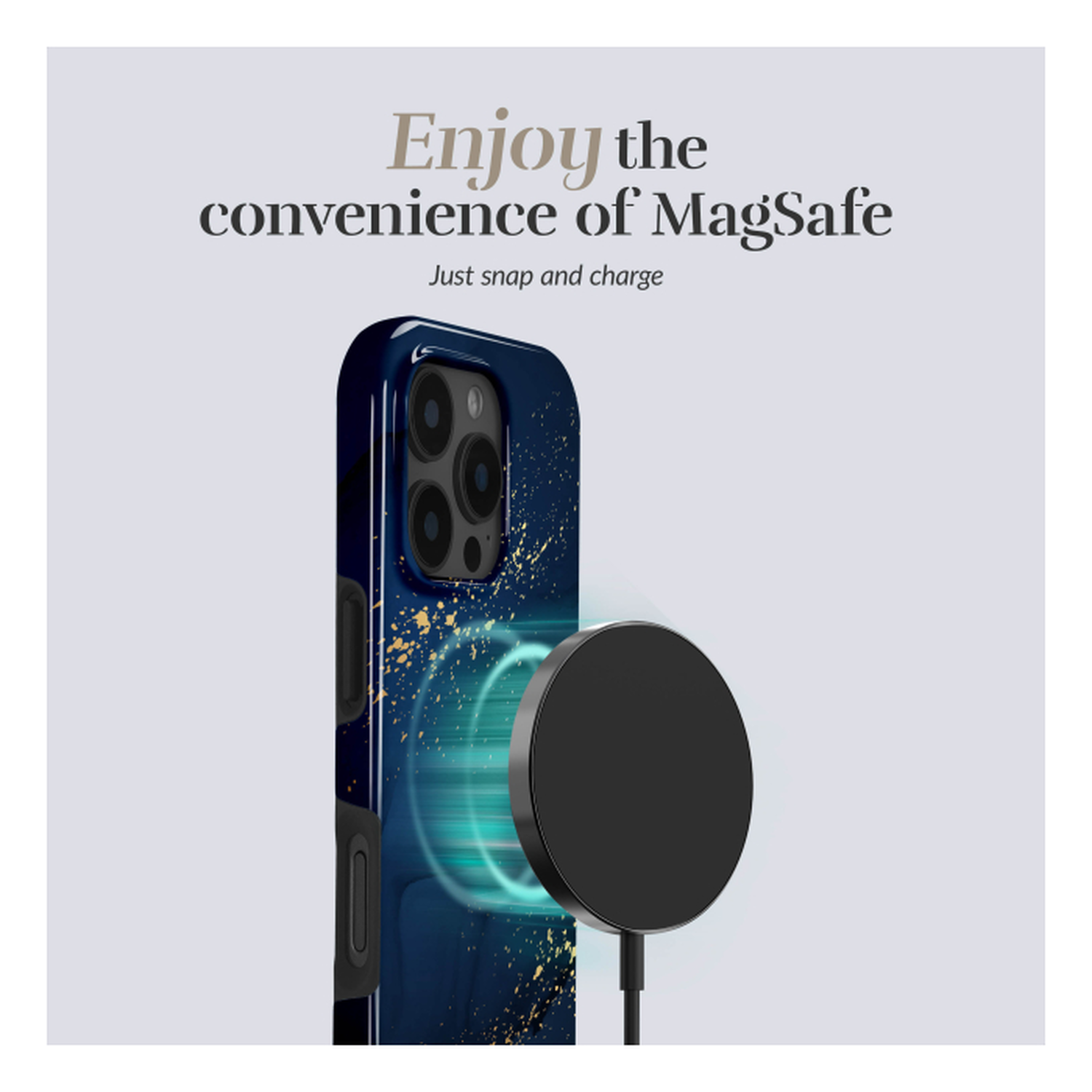 MIO MagSafe iPhone 17 Pro Hoesje Hard Shell Back Cover Midnight Sparkle afbeelding 3
