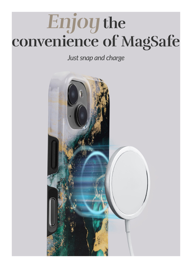 MIO MagSafe iPhone 17 Pro Hoesje Hard Shell Back Cover Green Marble afbeelding 3