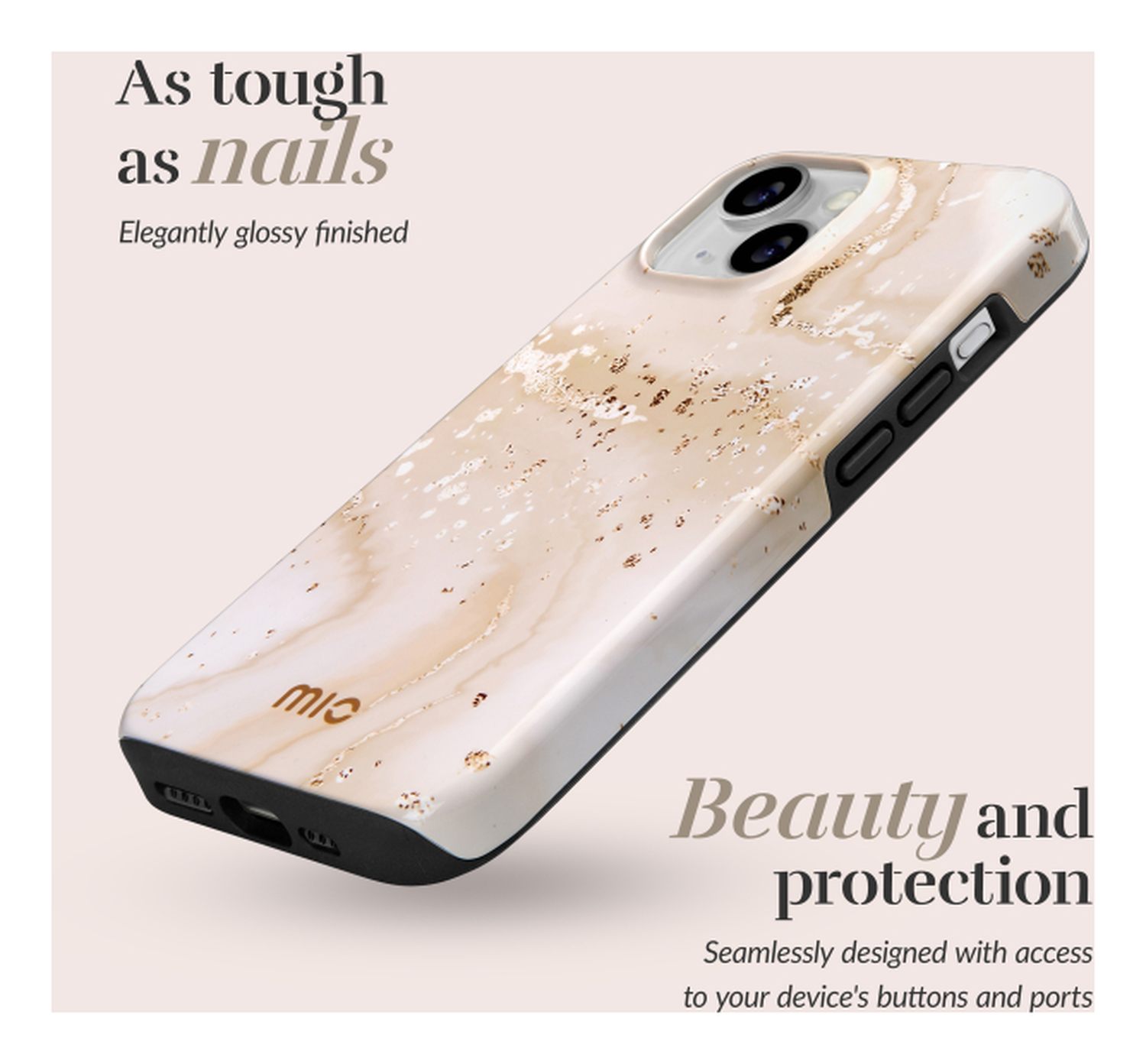 MIO MagSafe iPhone 17 Pro Hoesje Hard Shell Back Cover Gold Marble afbeelding 2