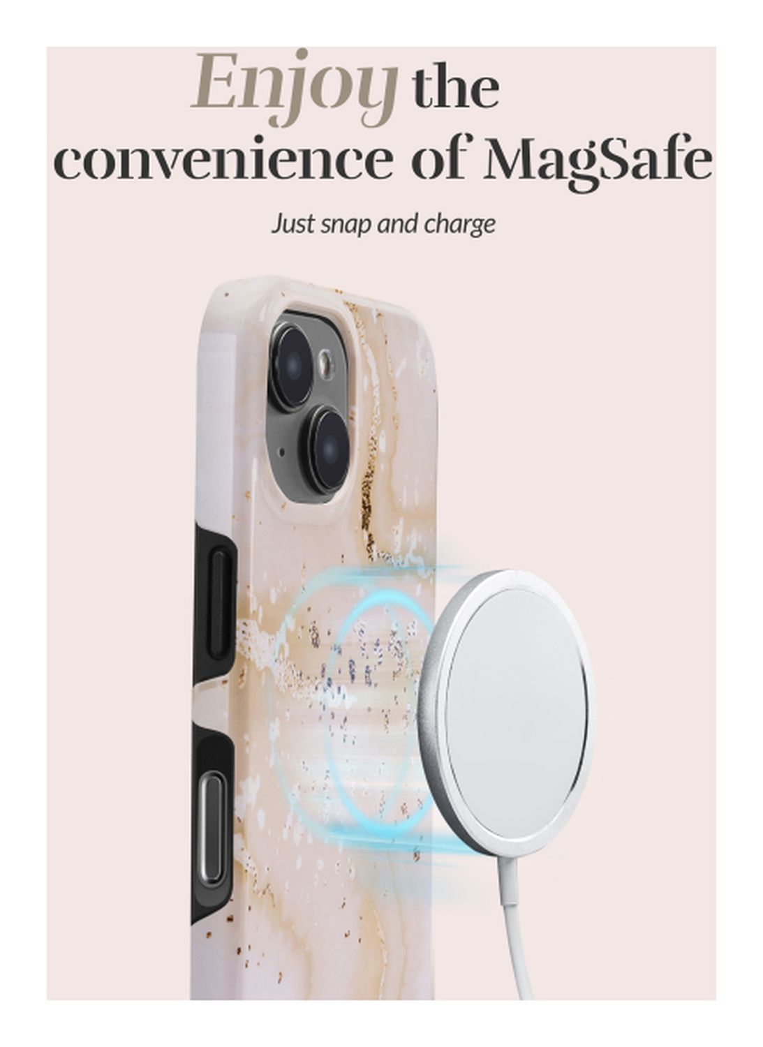 MIO MagSafe iPhone 17 Pro Hoesje Hard Shell Back Cover Gold Marble afbeelding 3