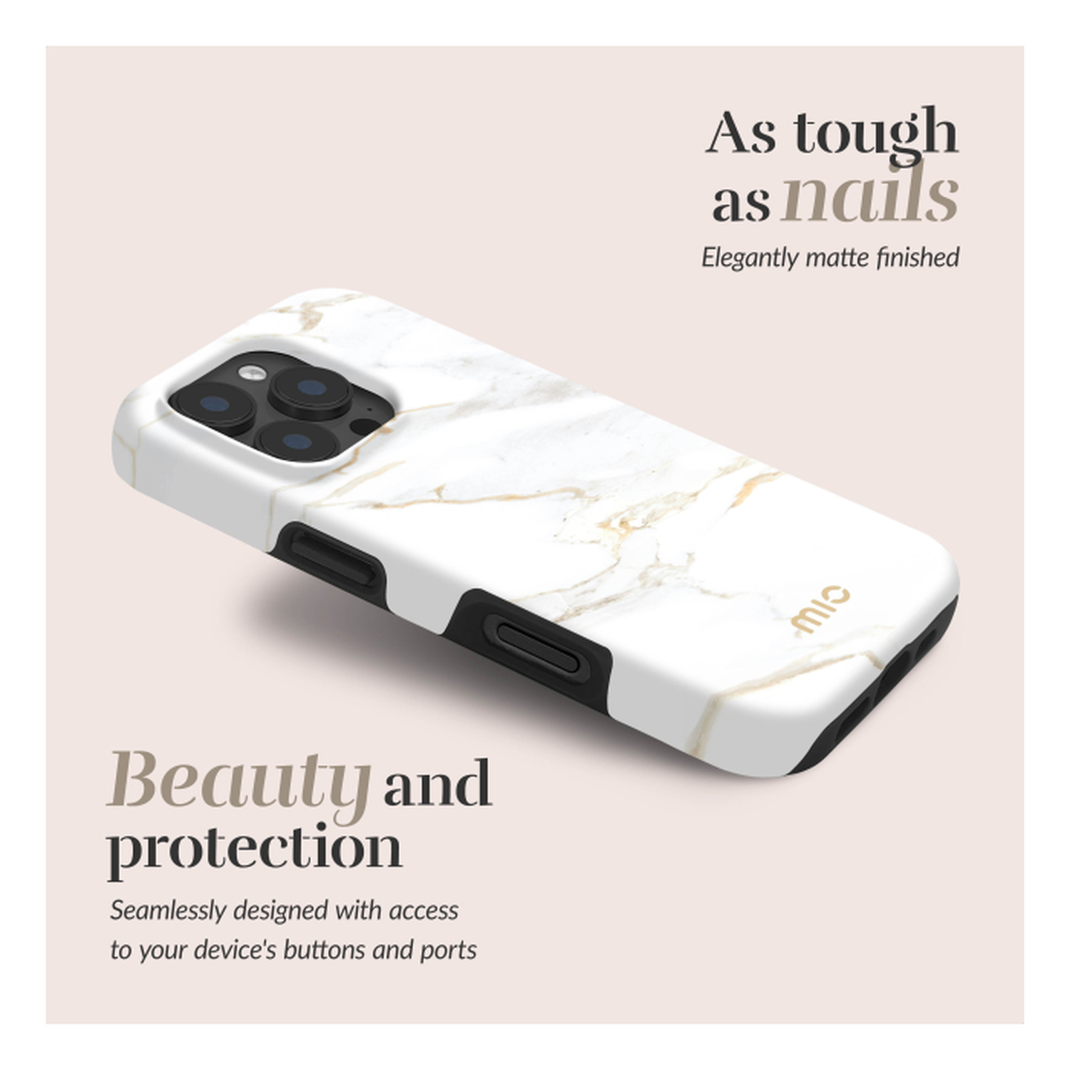 MIO MagSafe iPhone 17 Pro Hoesje Hard Shell Back Cover White Marble afbeelding 2