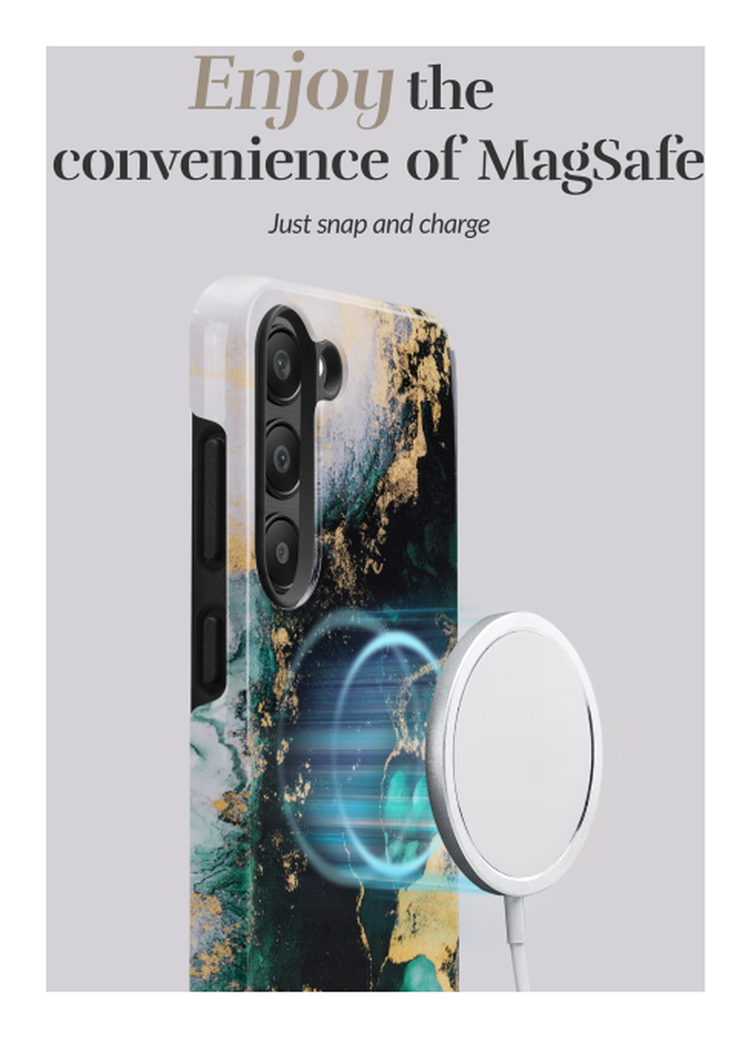 MIO MagSafe Samsung Galaxy A17 Hoesje Hard Shell Back Cover Green Marble afbeelding 3